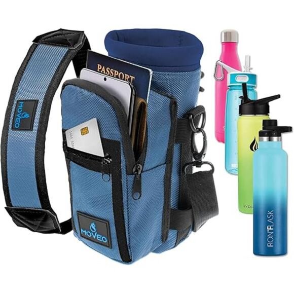 Water Bottle Holder Carrier - Bottle Cooler w/Adjustable Shoulder Strap - Picture 7 of 7